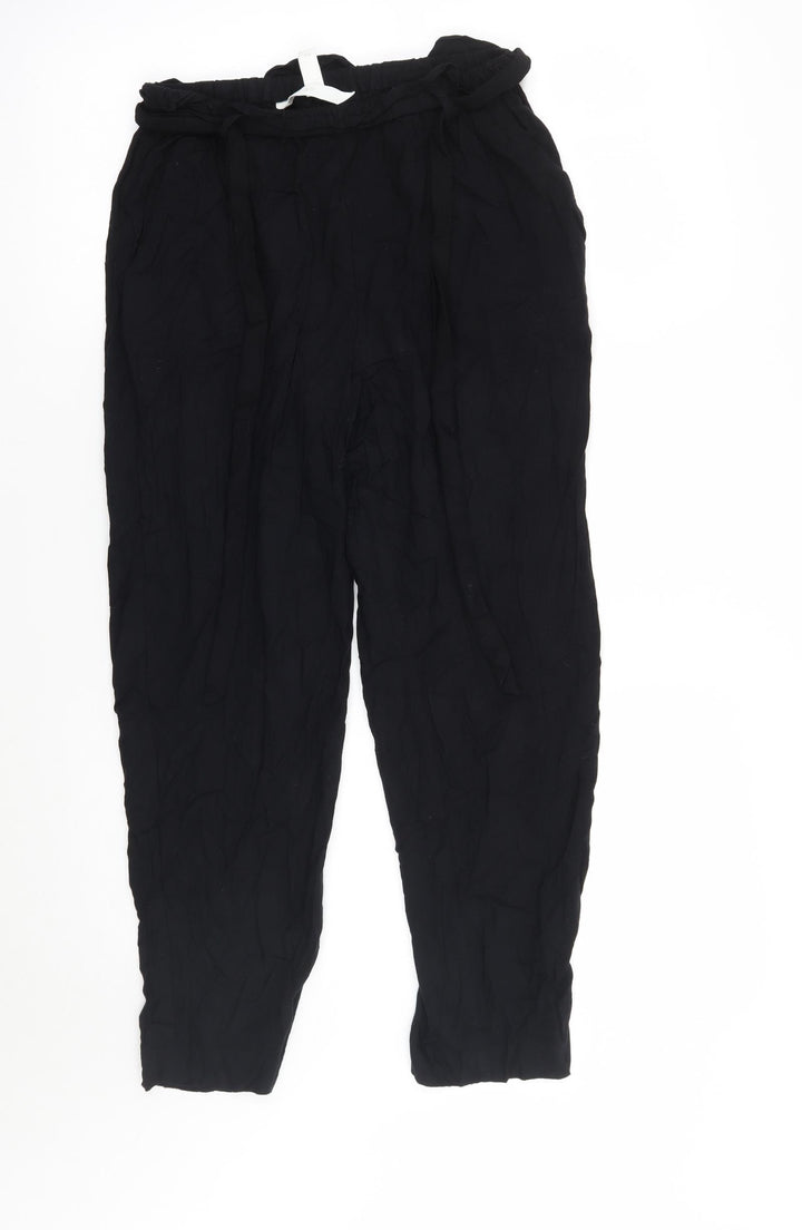 H&M Womens Black Cropped Trousers Size 4 L25 in