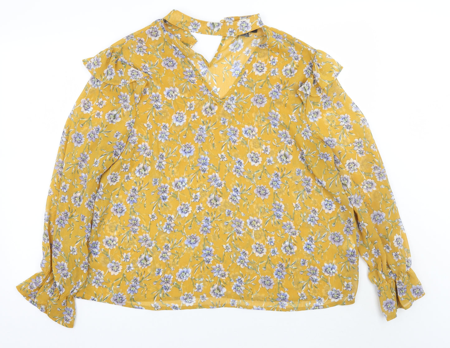 Primark Womens Yellow Floral  Basic Blouse Size 16