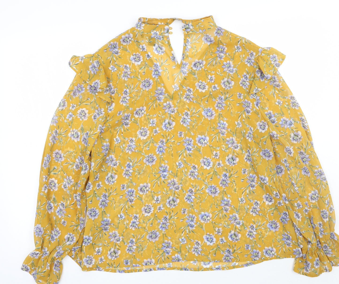 Primark Womens Yellow Floral  Basic Blouse Size 16