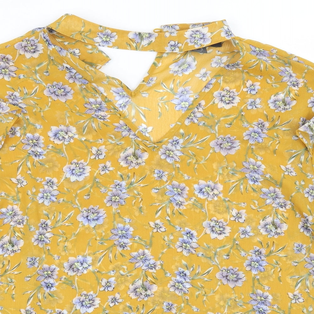 Primark Womens Yellow Floral  Basic Blouse Size 16