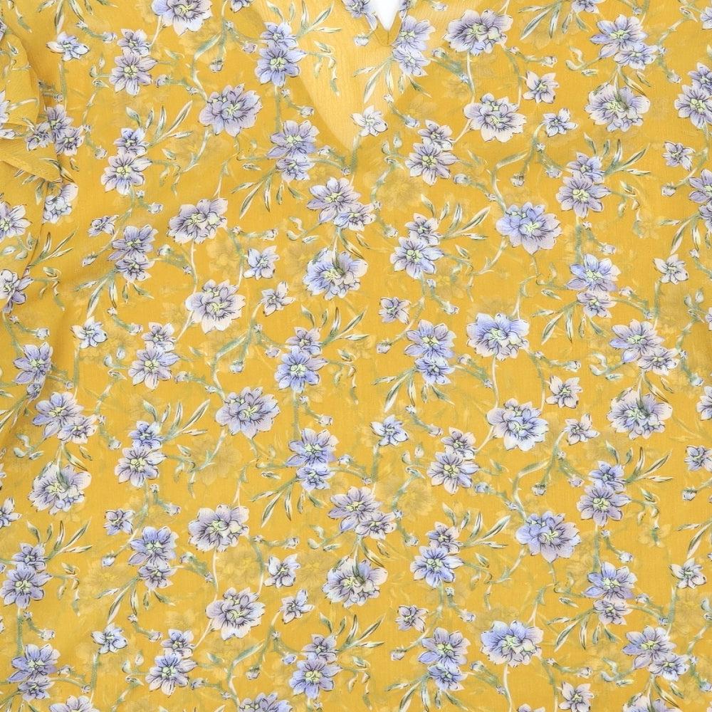 Primark Womens Yellow Floral  Basic Blouse Size 16