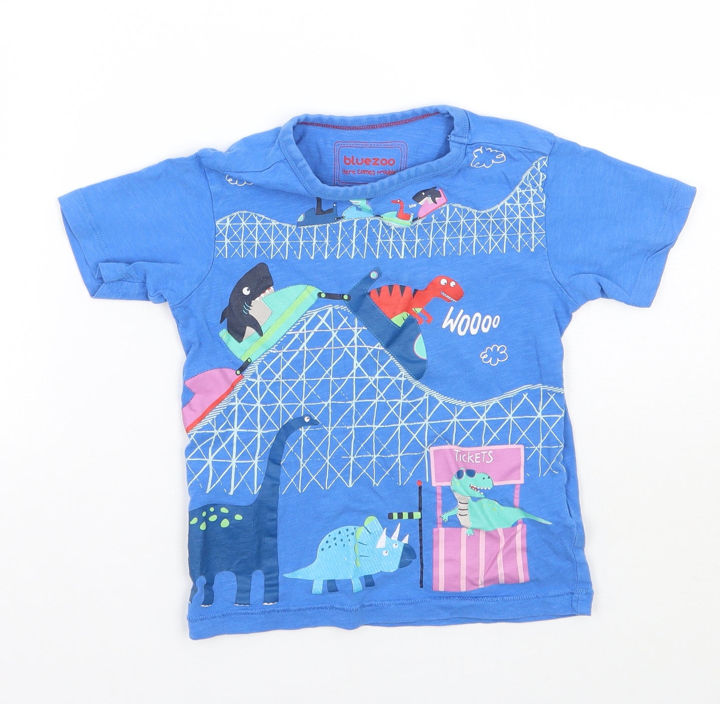 Bluezoo Boys Blue Geometric  Basic T-Shirt Size 4-5 Years