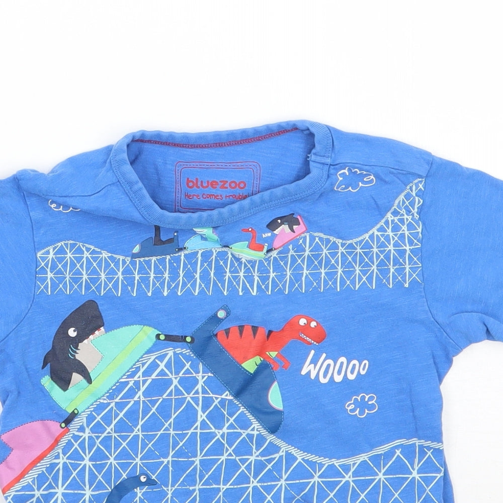 Bluezoo Boys Blue Geometric  Basic T-Shirt Size 4-5 Years