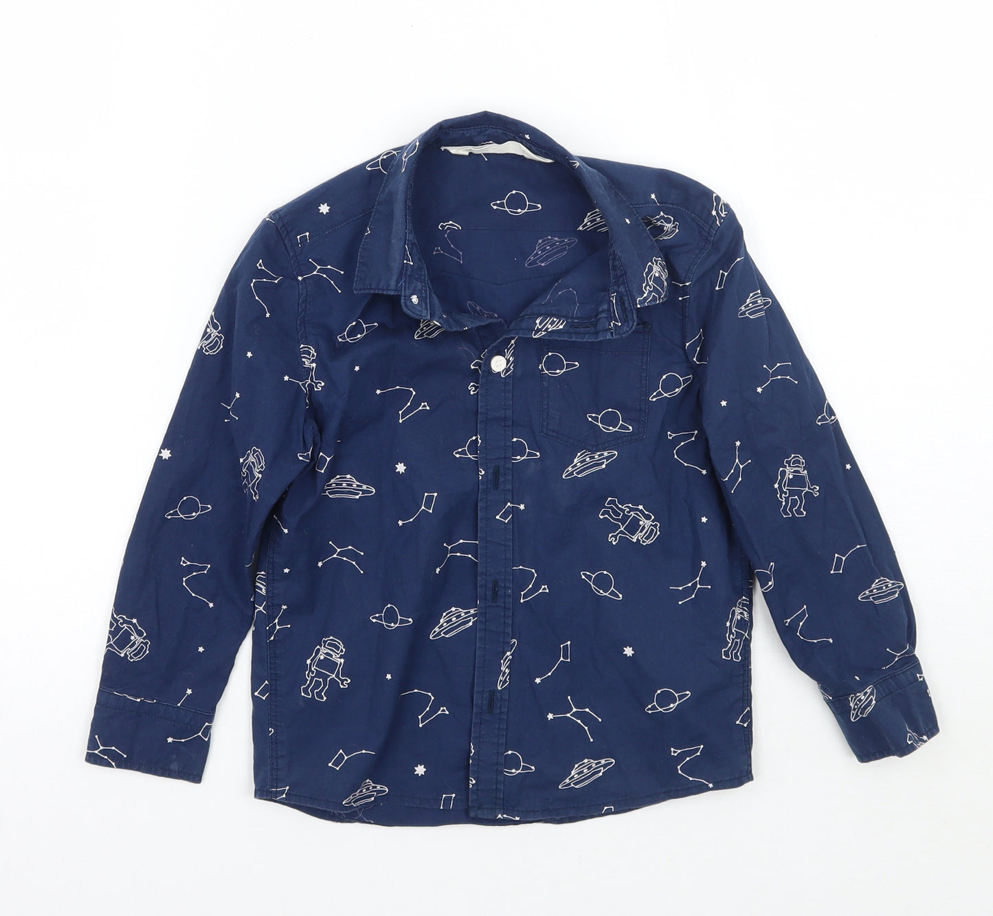 H&M Boys Black Geometric  Basic Button-Up Size 4-5 Years