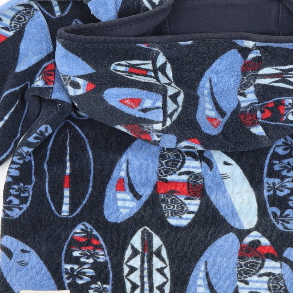 Fat Face Boys Blue Geometric  Pullover Hoodie Size 4-5 Years  - Towel Texture