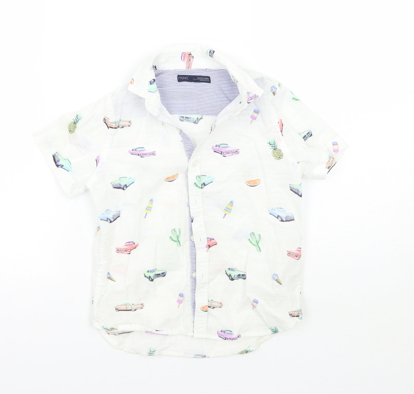 NEXT Boys White Geometric  Basic Button-Up Size 5 Years