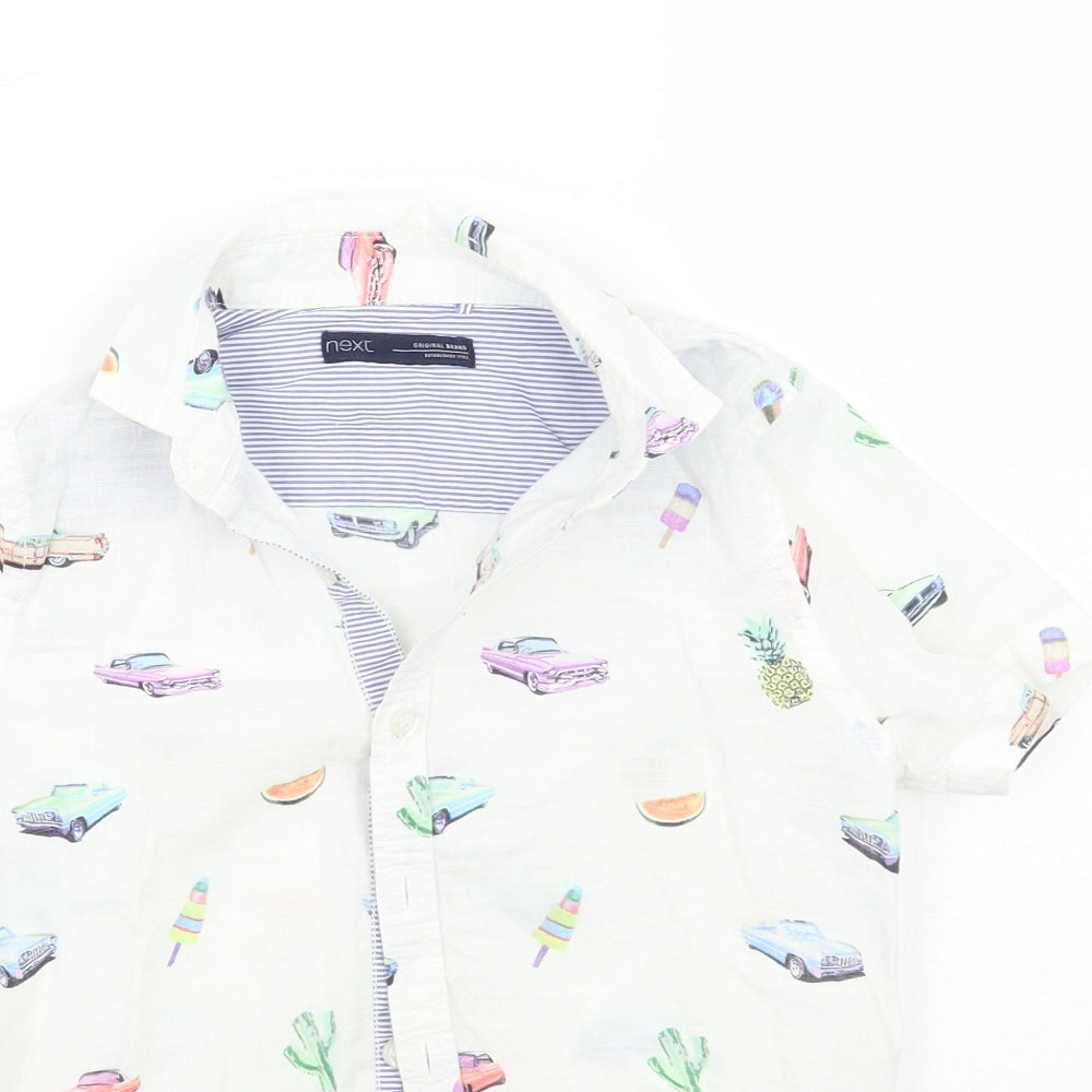 NEXT Boys White Geometric  Basic Button-Up Size 5 Years