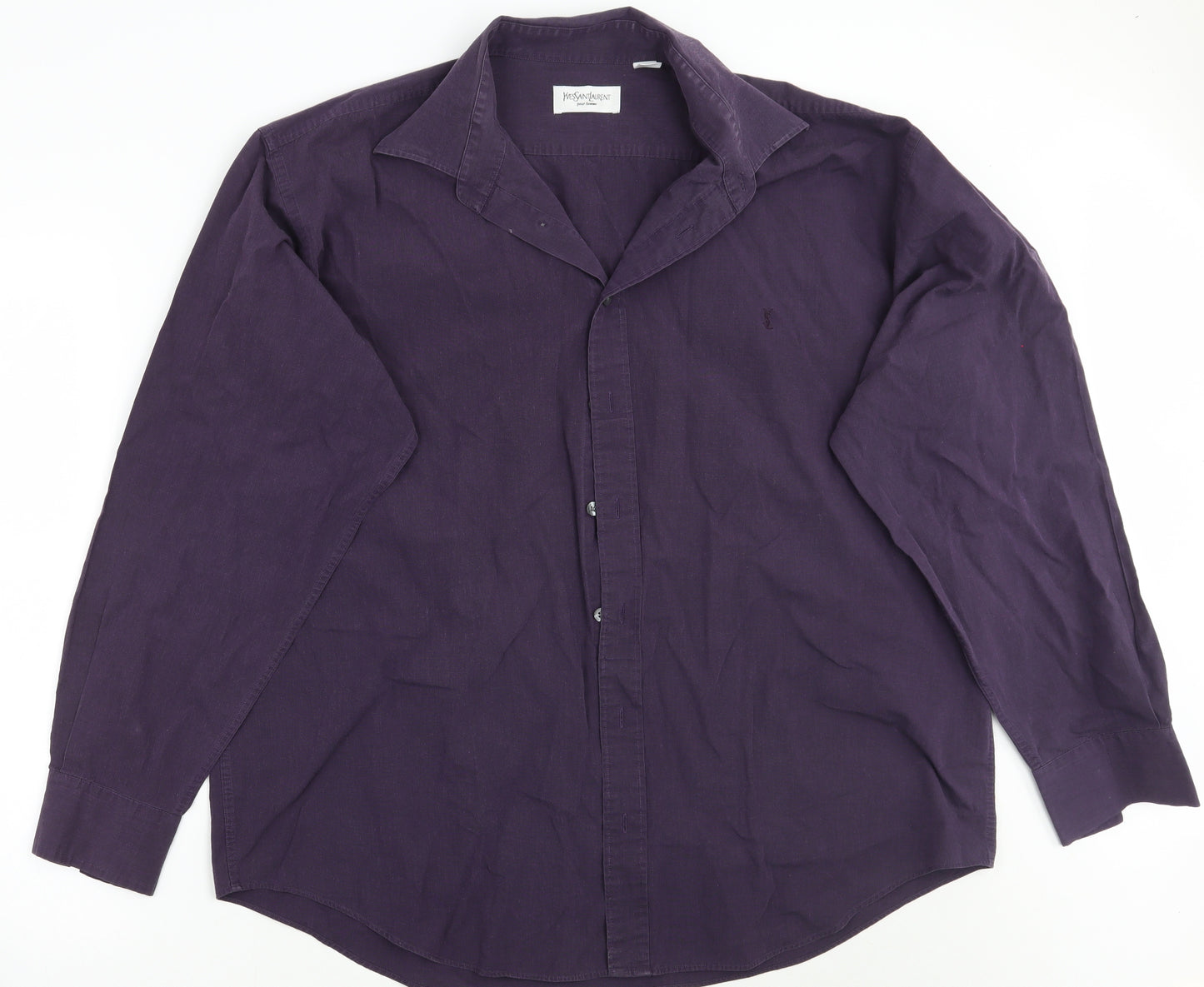 Yves Saint Laurent Mens Purple    Button-Up Size 17