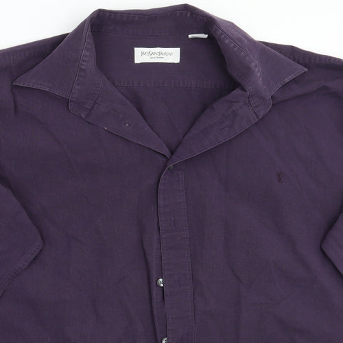 Yves Saint Laurent Mens Purple    Button-Up Size 17
