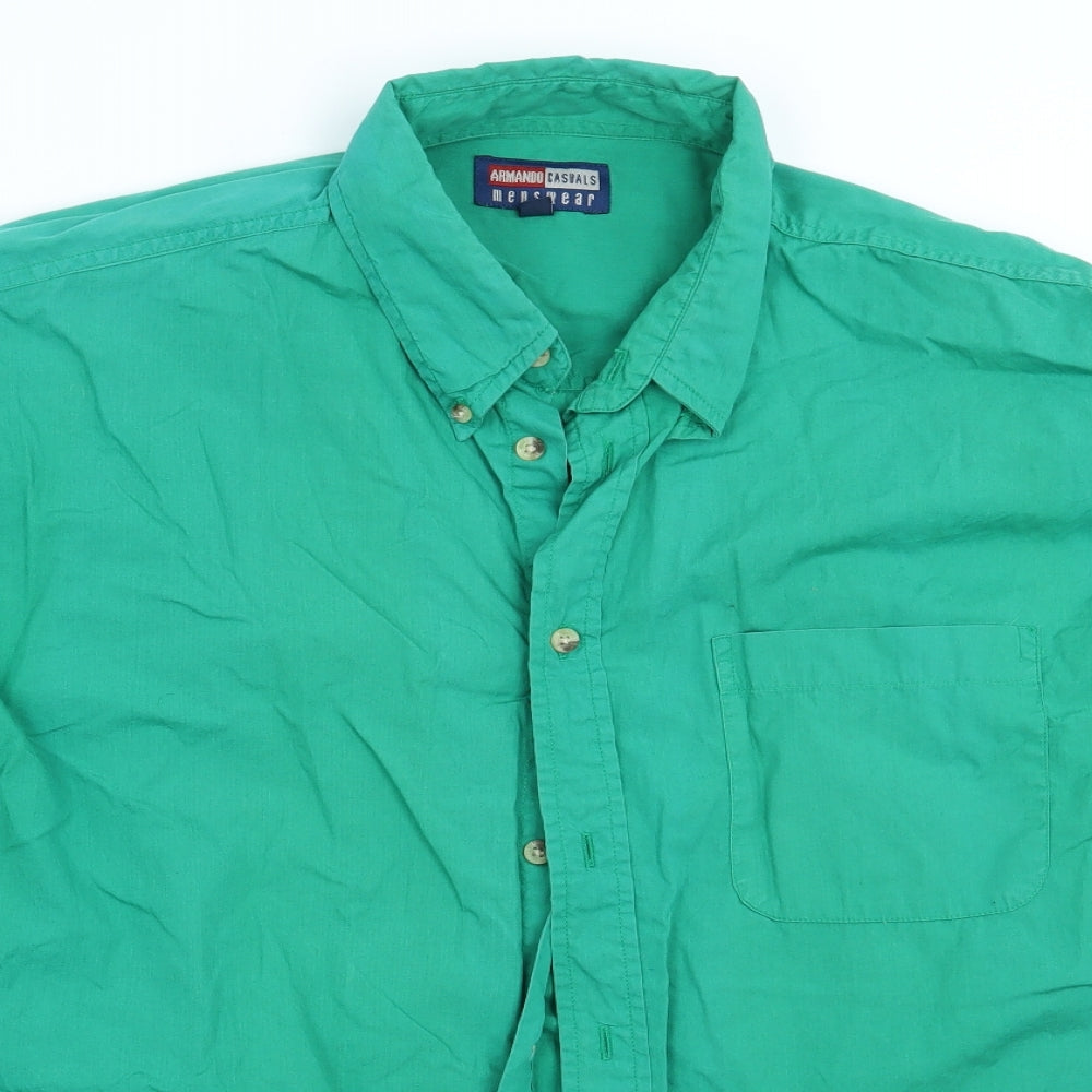 Armando Casuals Mens Green    Button-Up Size L