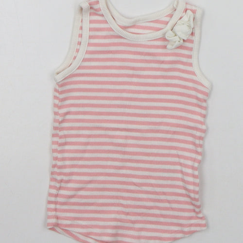 Matalan Girls Pink Striped  Basic Tank Size 12-18 Months