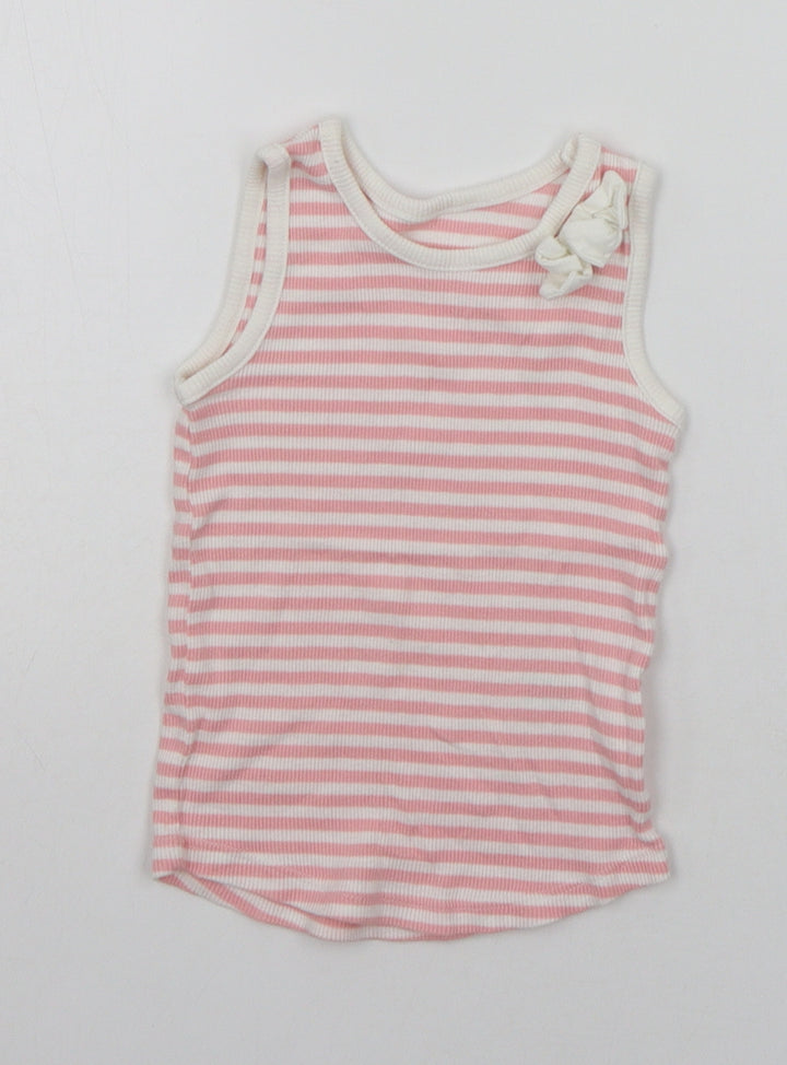 Matalan Girls Pink Striped  Basic Tank Size 12-18 Months
