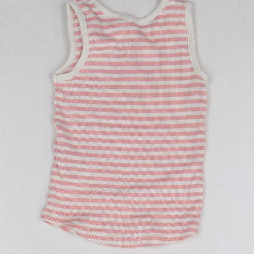 Matalan Girls Pink Striped  Basic Tank Size 12-18 Months