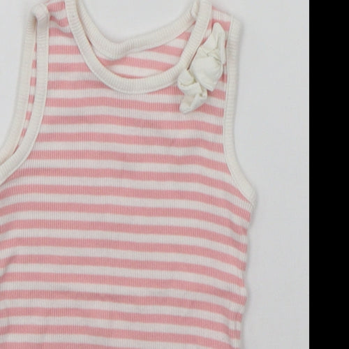 Matalan Girls Pink Striped  Basic Tank Size 12-18 Months