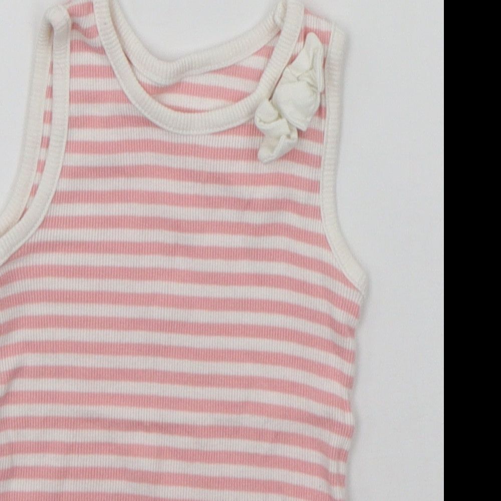 Matalan Girls Pink Striped  Basic Tank Size 12-18 Months