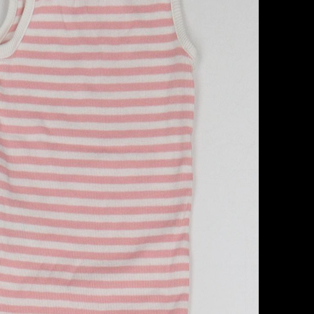 Matalan Girls Pink Striped  Basic Tank Size 12-18 Months