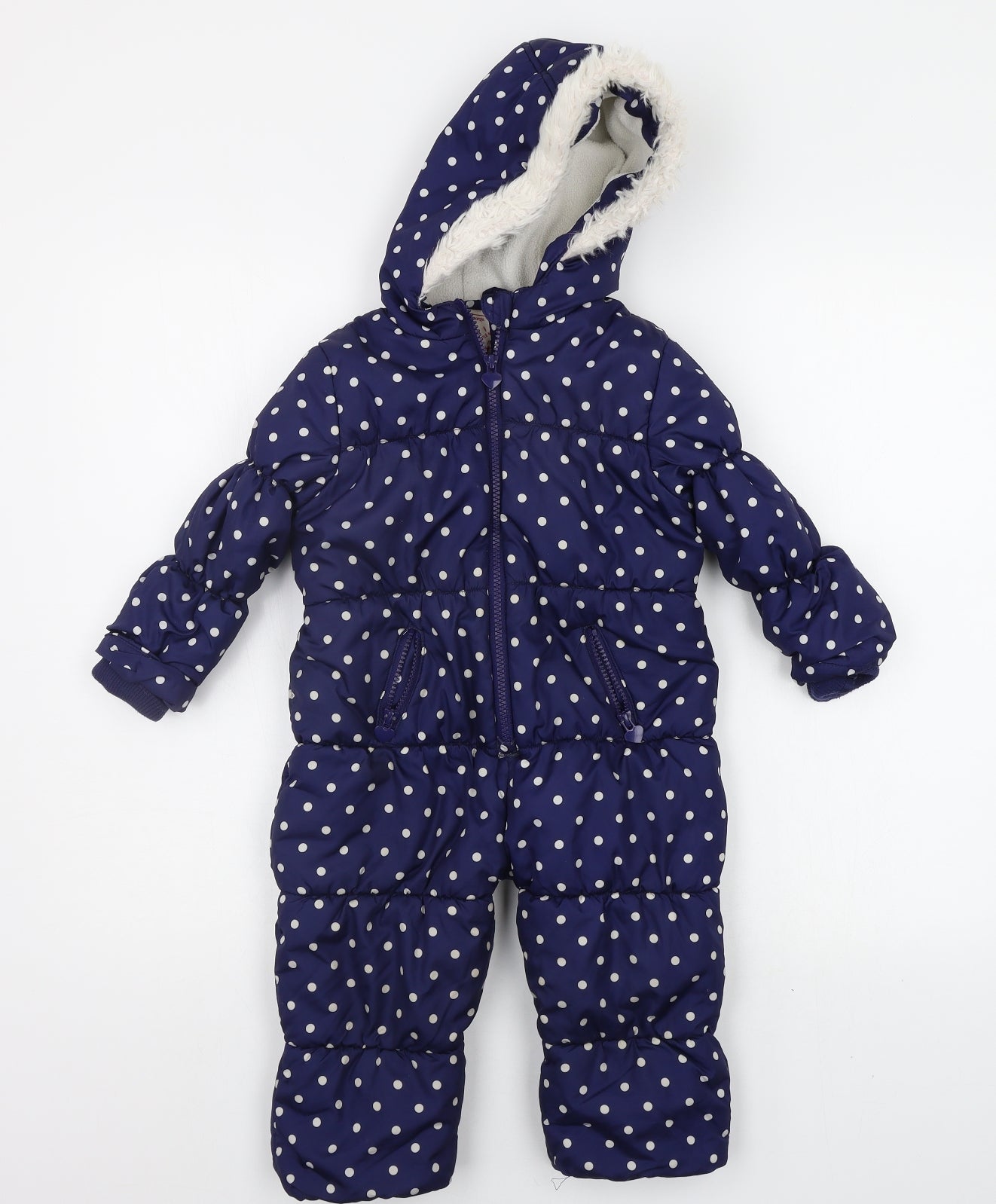 George Baby Blue Polka Dot  Babygrow One-Piece Size 12-18 Months  - FAUX FUR