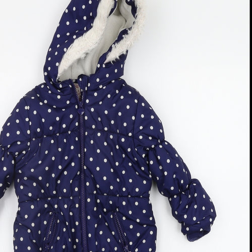 George Baby Blue Polka Dot  Babygrow One-Piece Size 12-18 Months  - FAUX FUR
