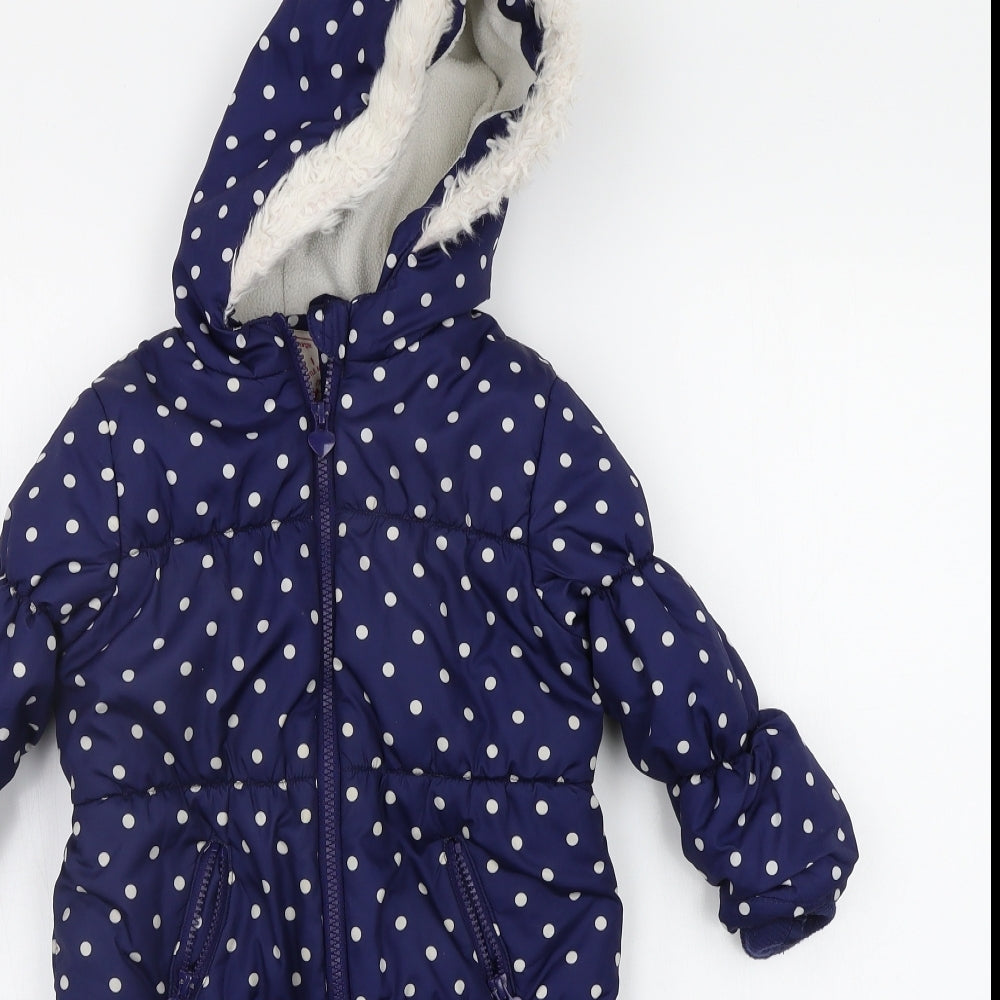 George Baby Blue Polka Dot  Babygrow One-Piece Size 12-18 Months  - FAUX FUR