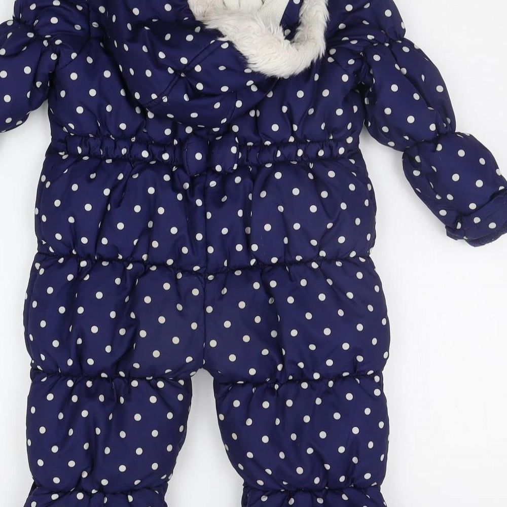 George Baby Blue Polka Dot  Babygrow One-Piece Size 12-18 Months  - FAUX FUR