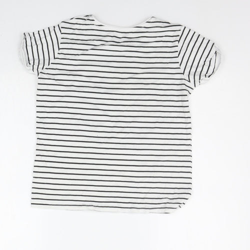 Primark Girls White Striped  Basic T-Shirt Size 12-13 Years  - shiny details