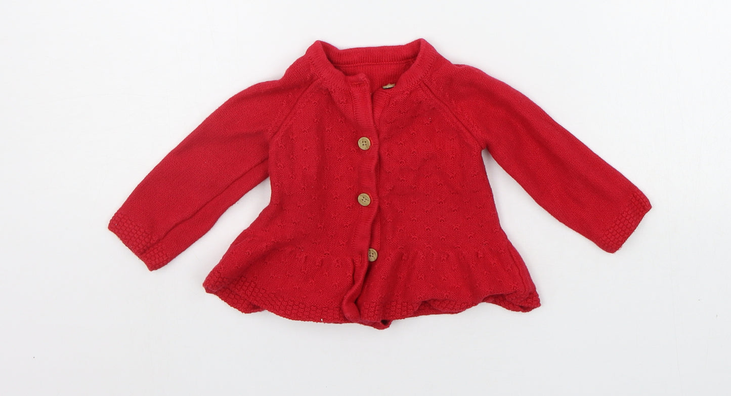 Nutmeg Baby Red   Cardigan Jumper Size 3-6 Months