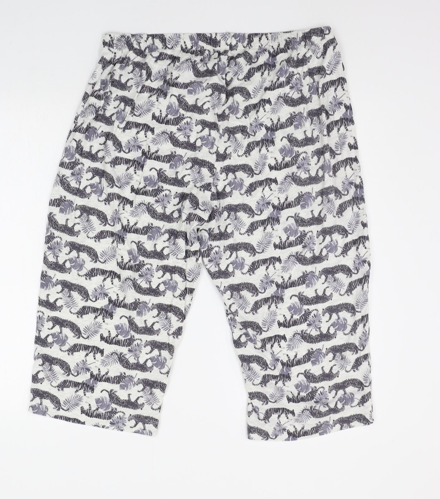 Marks and Spencer Womens Grey Geometric  Top Lounge Pants Size 18  - animal design