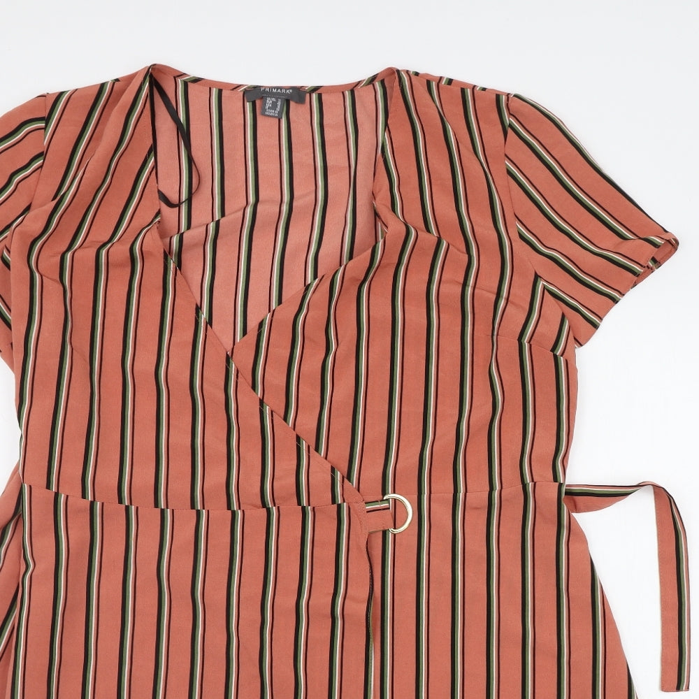 Primark Womens Orange Striped  A-Line  Size 20