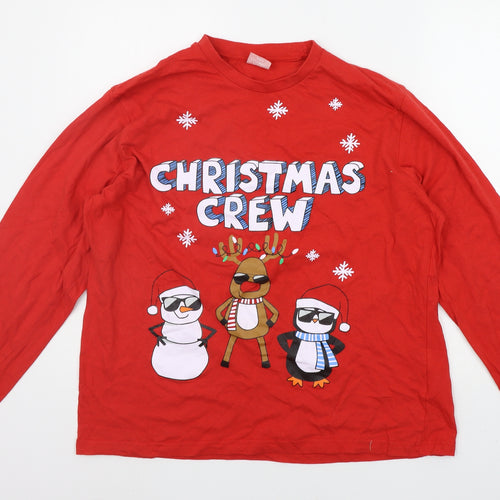 B&M Mens Red Solid   Pyjama Set Size L