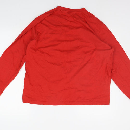 B&M Mens Red Solid   Pyjama Set Size L