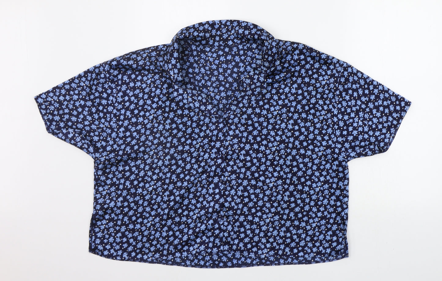 George Womens Blue Floral  Basic Button-Up Size 16