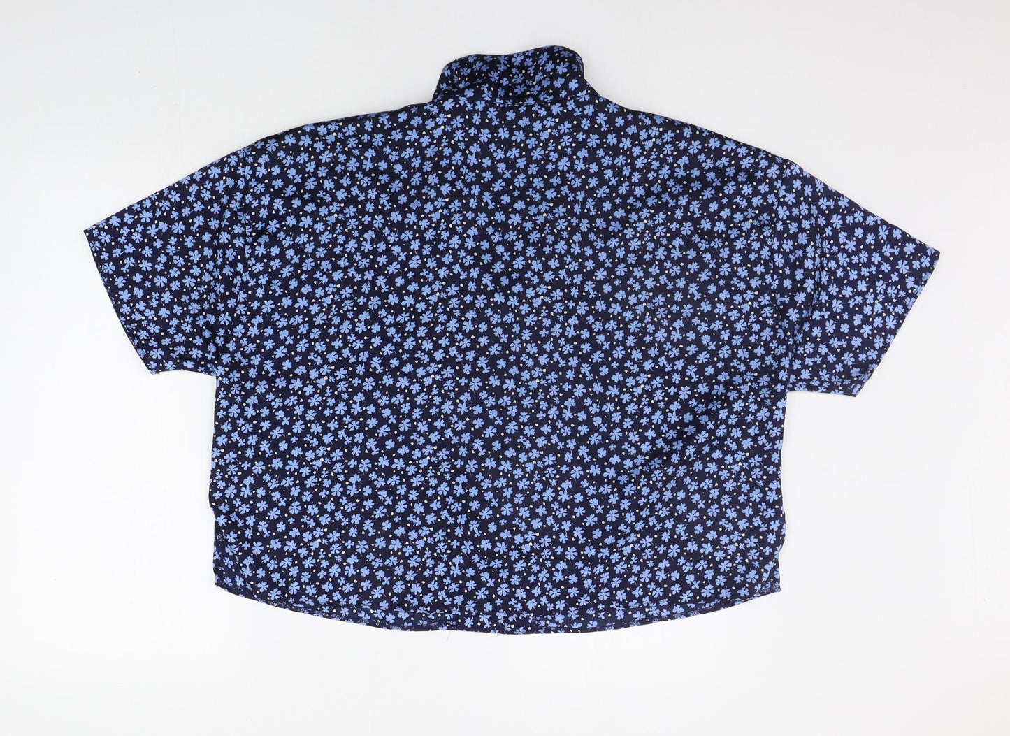 George Womens Blue Floral  Basic Button-Up Size 16