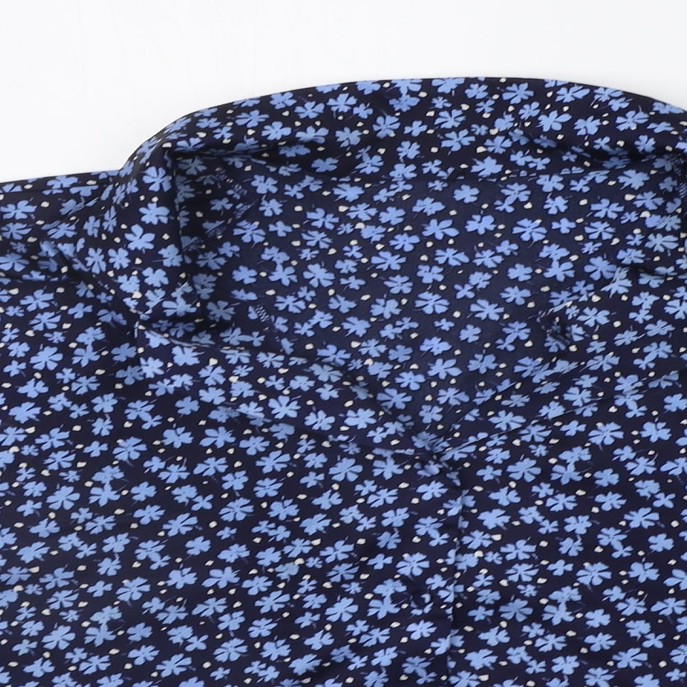 George Womens Blue Floral  Basic Button-Up Size 16