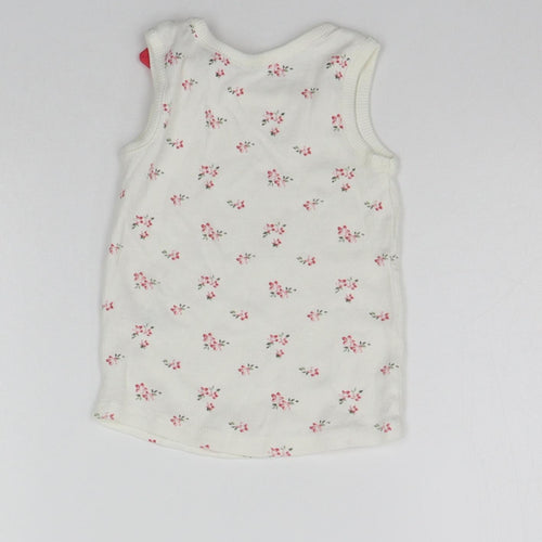 Matalan Baby White Floral  Basic Tank Size 12-18 Months
