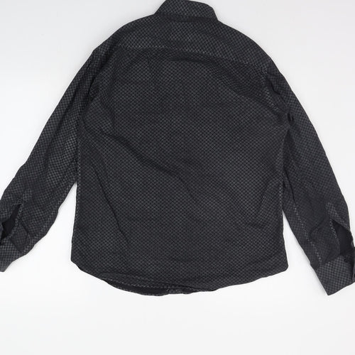 Hawkins & jenkins Mens Black Geometric   Button-Up Size 16.5