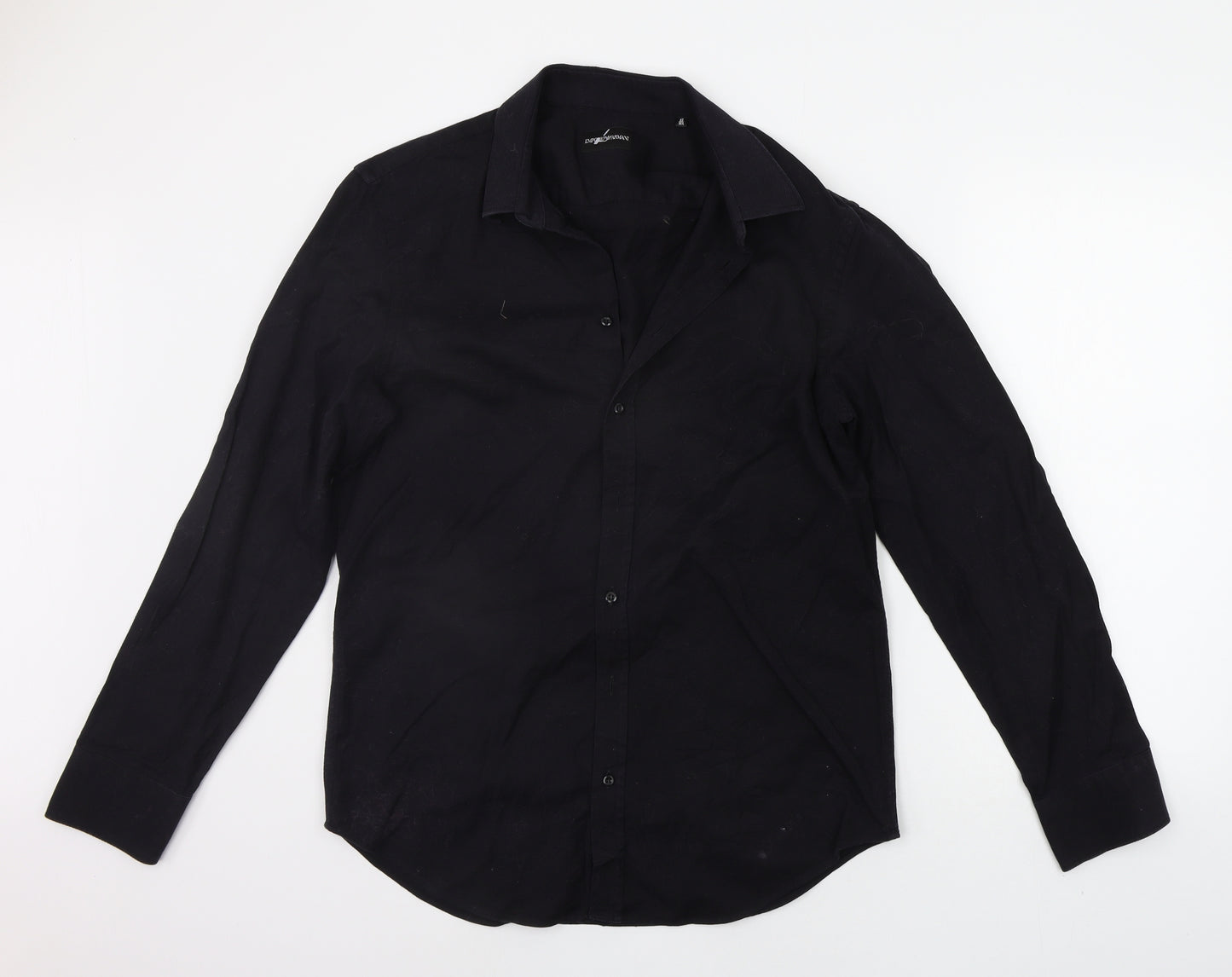 Emporio Armani Mens Black    Button-Up Size 16.5