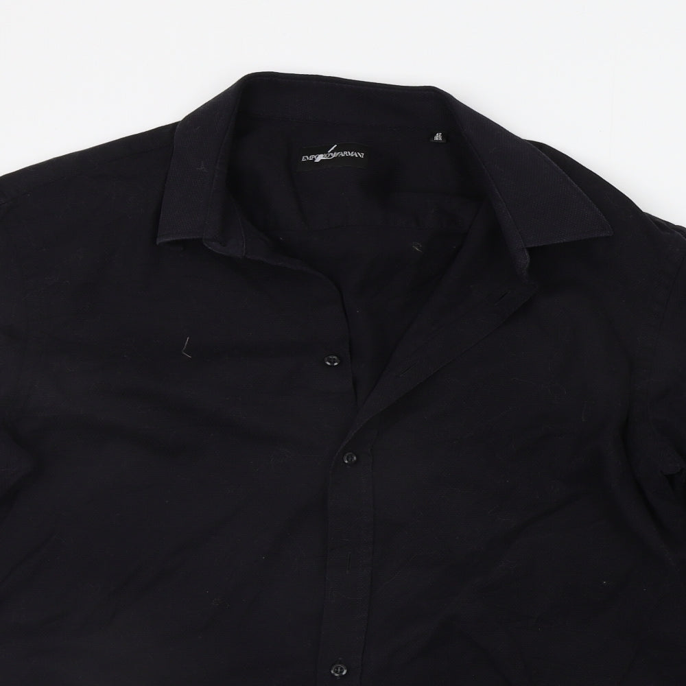 Emporio Armani Mens Black    Button-Up Size 16.5