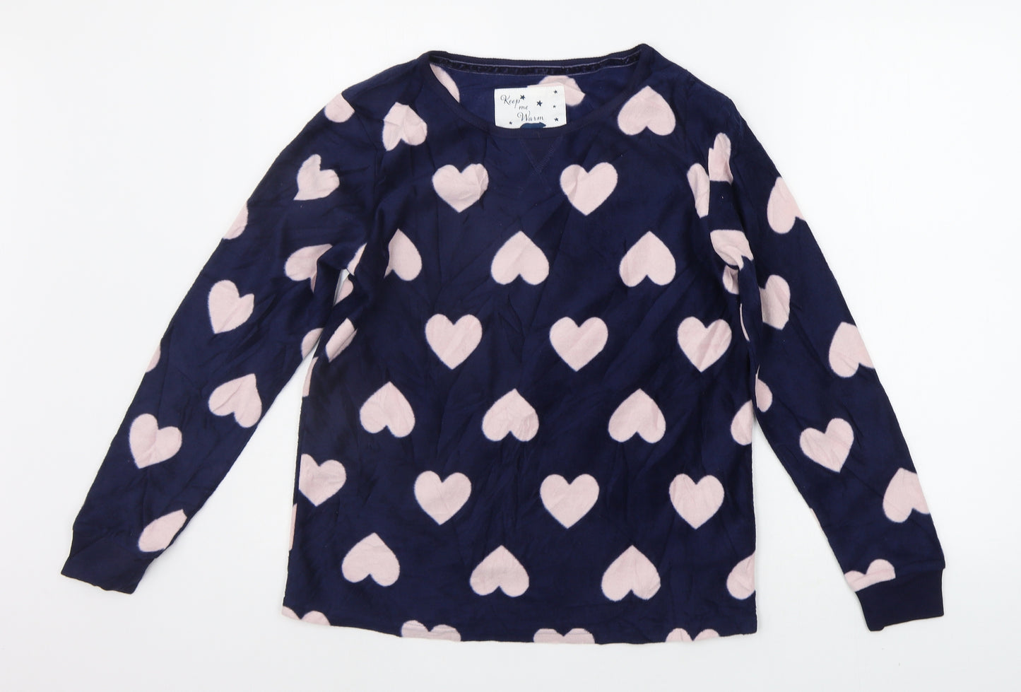 DEBNHAMS Womens Blue Geometric  Top Pyjama Top Size 8  - HEARTS