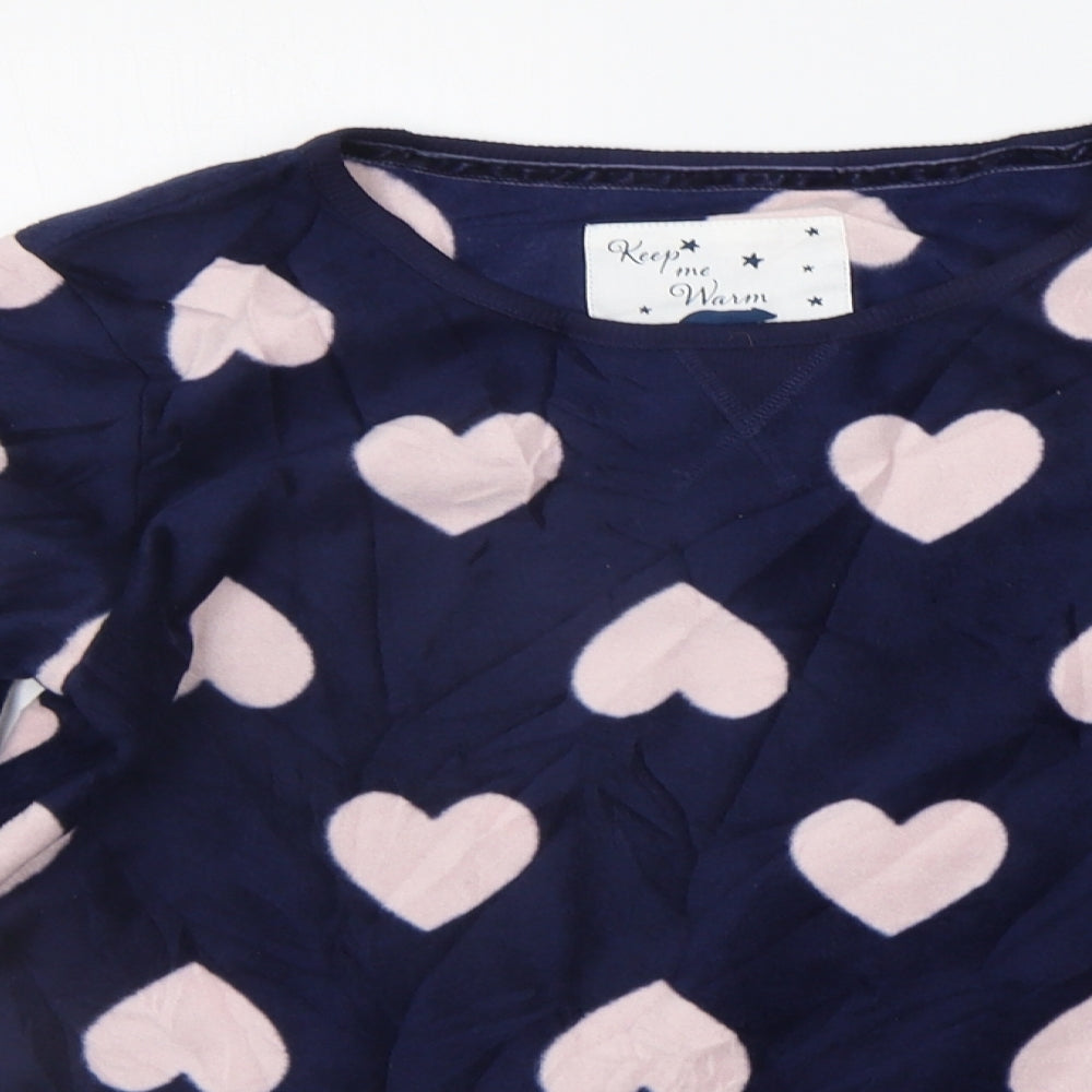 DEBNHAMS Womens Blue Geometric  Top Pyjama Top Size 8  - HEARTS