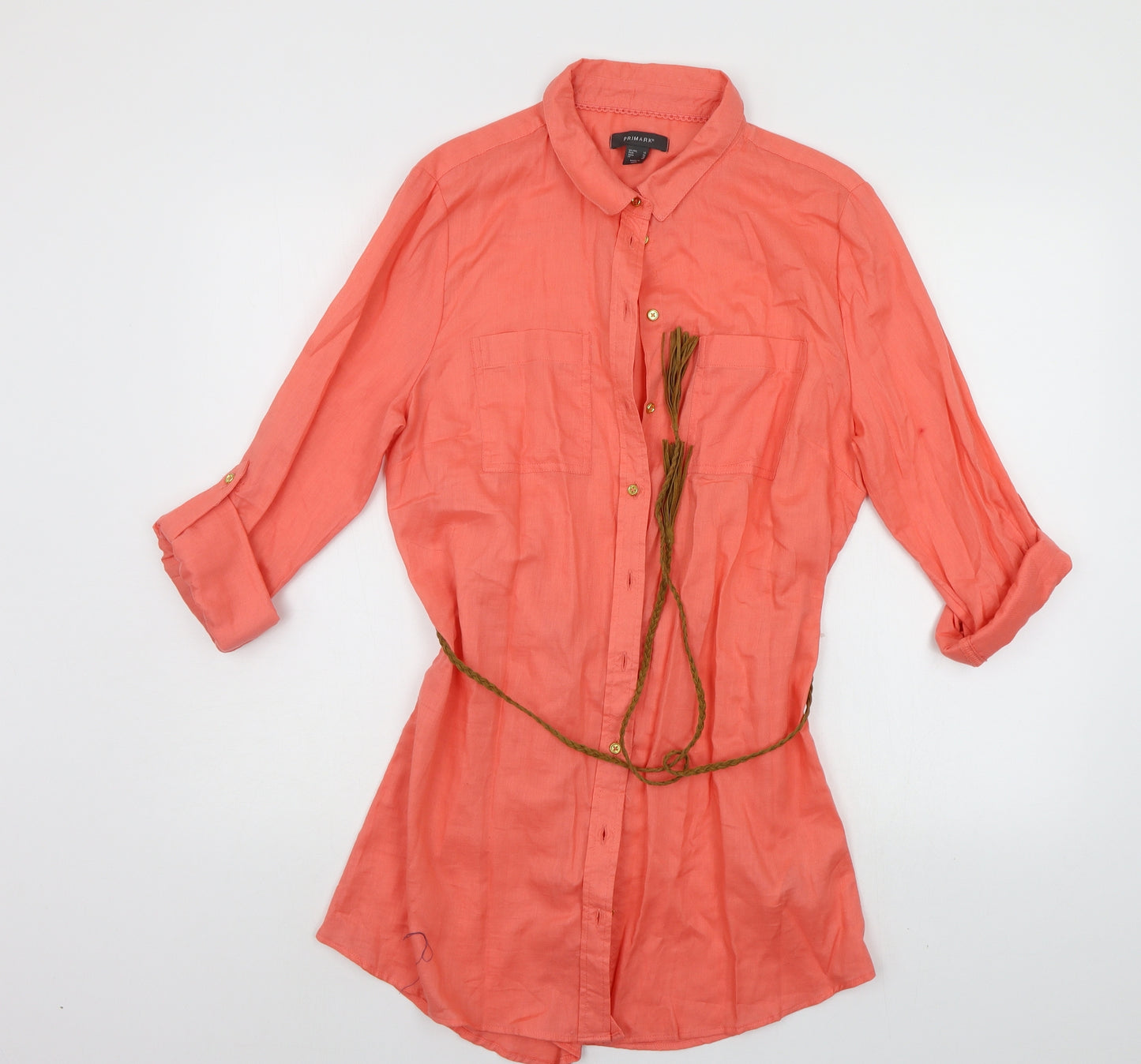 Primark Womens Orange   Shirt Dress  Size 14