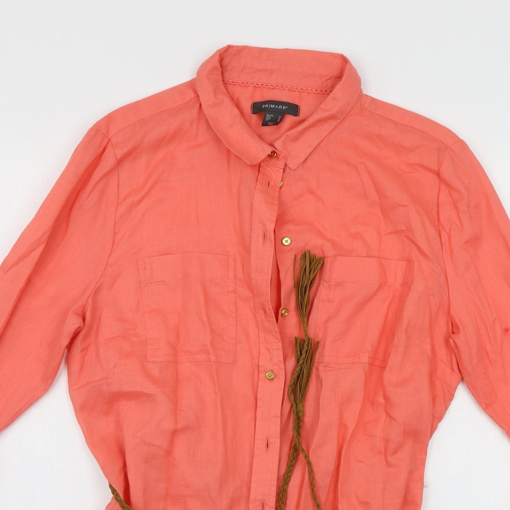 Primark Womens Orange   Shirt Dress  Size 14