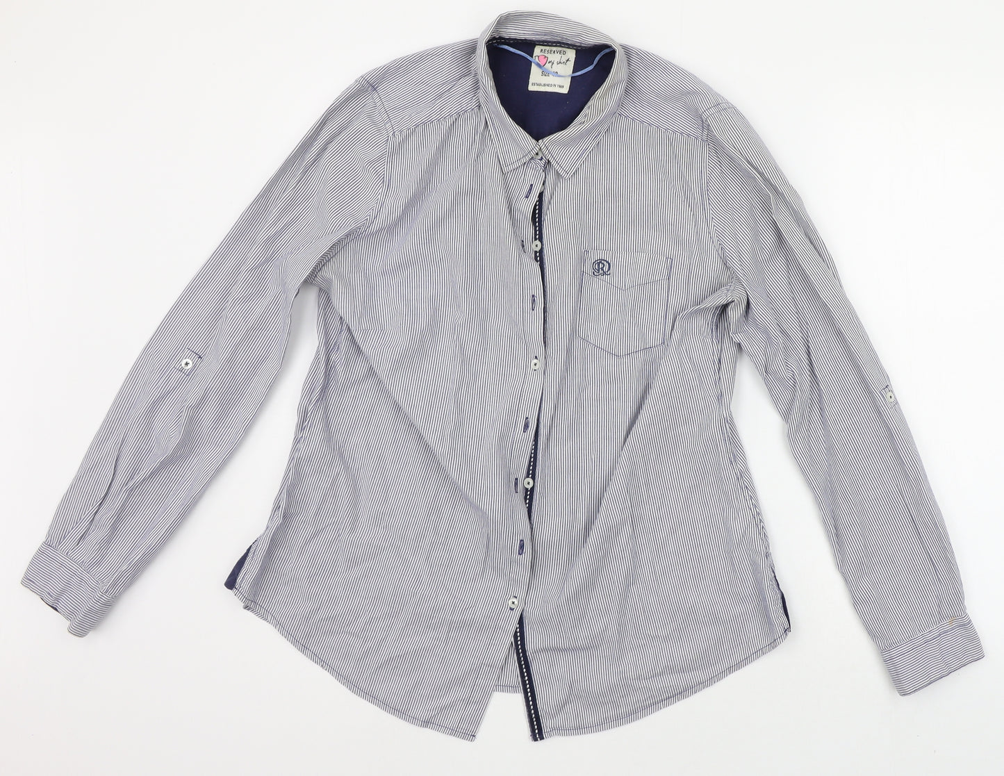 RESERVED Mens Blue Striped   Button-Up Size 14
