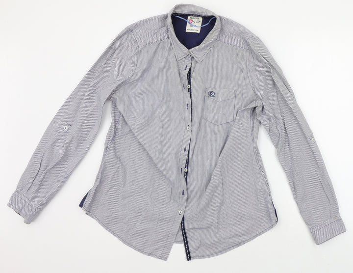 RESERVED Mens Blue Striped   Button-Up Size 14