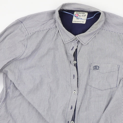 RESERVED Mens Blue Striped   Button-Up Size 14
