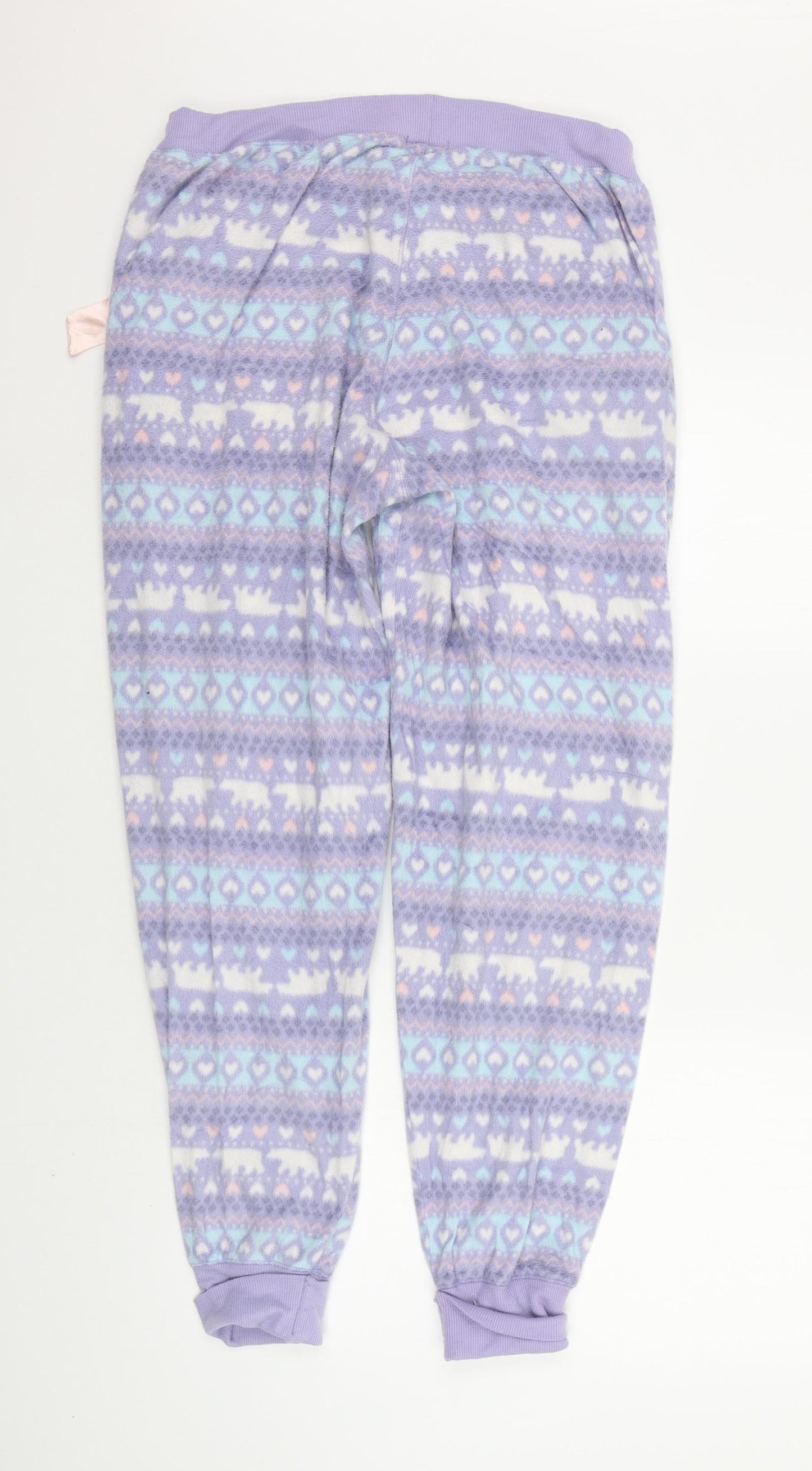 F&F Womens Purple Geometric  Top Pyjama Pants Size 12