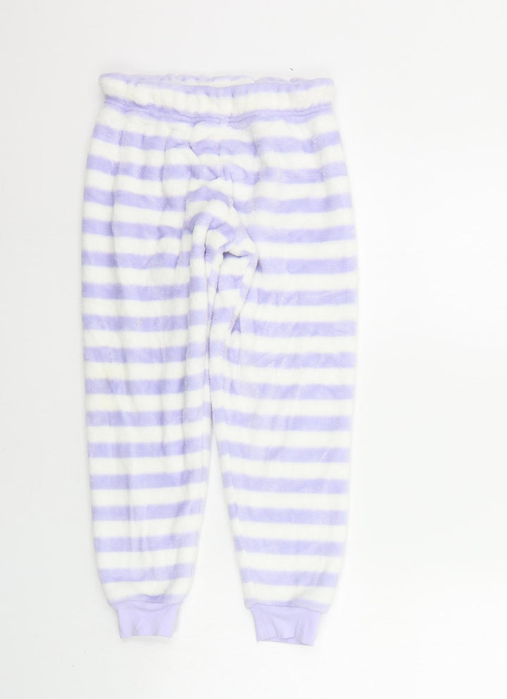 Marks and Spencer Girls Purple Striped Top Pyjama Pants Size 7-8 Years