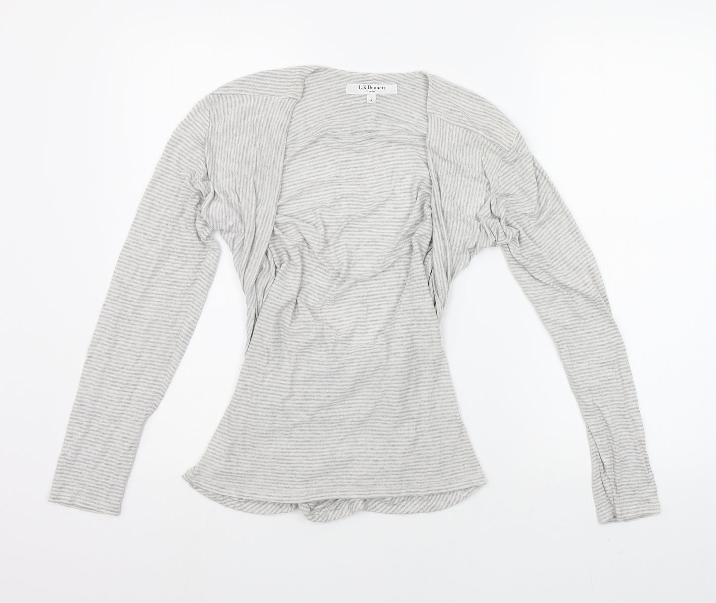 L.K. Bennett  Womens Grey Striped  Basic T-Shirt Size S