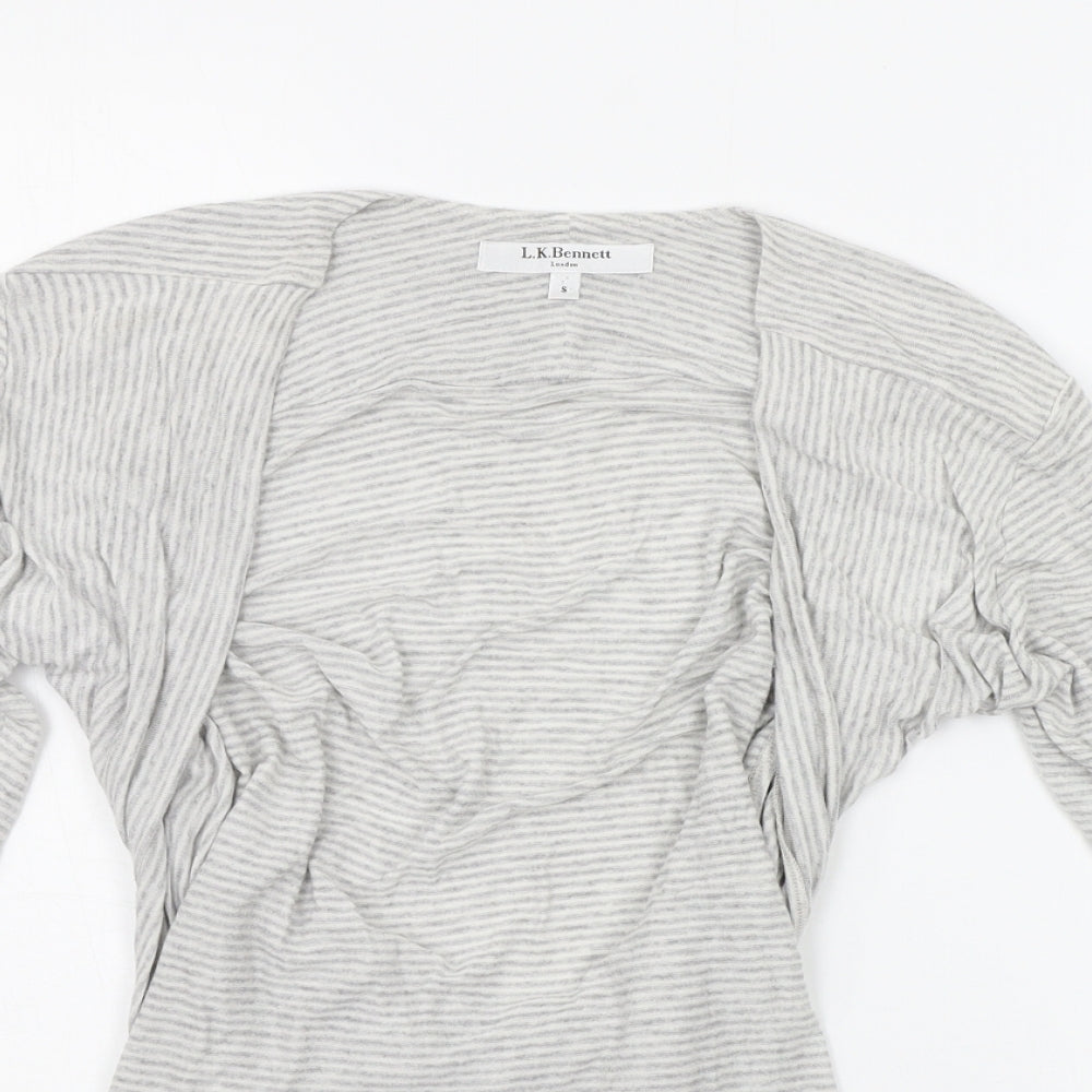 L.K. Bennett  Womens Grey Striped  Basic T-Shirt Size S