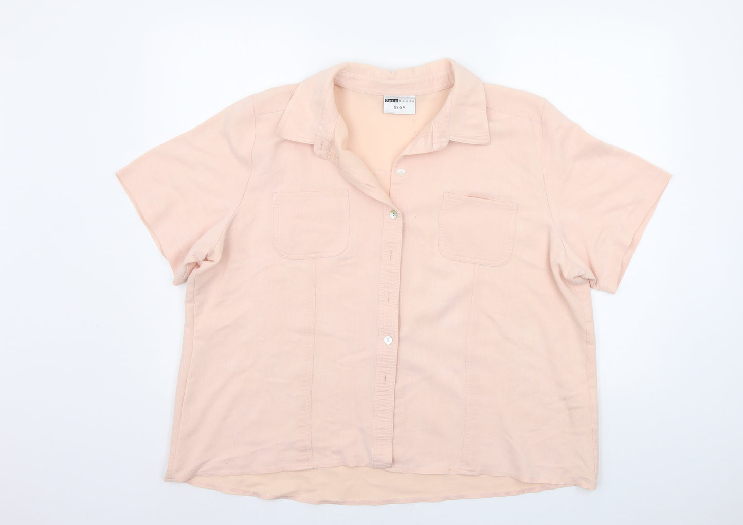 Sara Womens Beige   Basic Button-Up Size 22