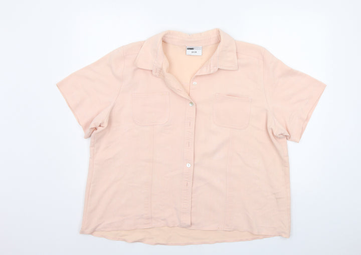 Sara Womens Beige   Basic Button-Up Size 22
